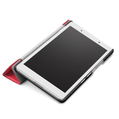 Lenovo Tab4 8.0 (TB-8504F) atverčiamas raudonas odinis dėklas (sulankstomas) / Priedai.lt