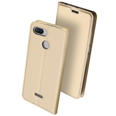 Xiaomi Redmi 6 „Dux Ducis“ Skin sērijas zelta ādas atvērams maciņš / Vacins.lv