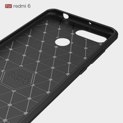 Xiaomi Redmi 6 „Carbon“ cieta silikona (TPU) melns apvalks / vacins.lv