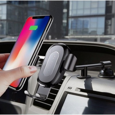 „Baseus“ automašīnas telefona turētājs (lādētājs) - melns / Vacins.lv
