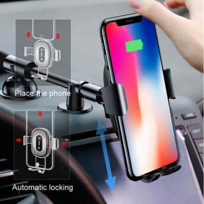 „Baseus“ automašīnas telefona turētājs (lādētājs) - melns / Vacins.lv