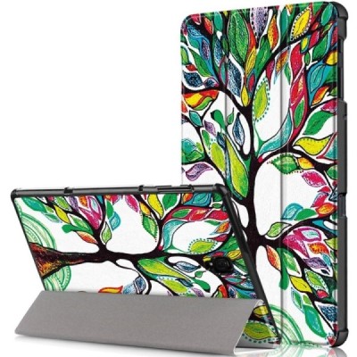 Samsung Galaxy Tab A 10.5 2018 (T590, T595) Wood atvēramais krāsains, balts maciņš / Vacins.lv