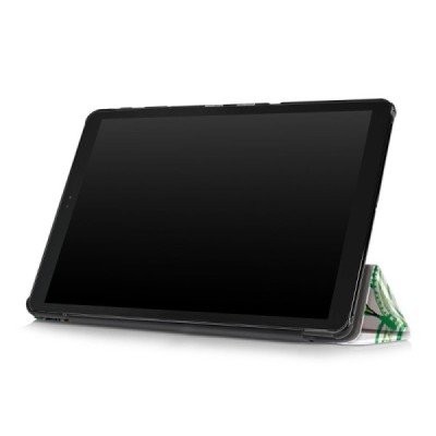 Samsung Galaxy Tab A 10.5 2018 (T590, T595) Wood atvēramais krāsains, balts maciņš / Vacins.lv