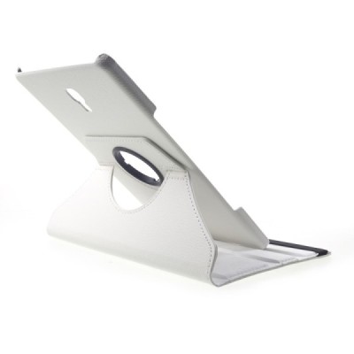 Samsung Galaxy Tab A 10.5 2018 (T590, T595) atvēramais balts ādas maciņš, grozās 360° grādu apjomā / Vacins.lv