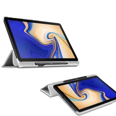 Samsung Galaxy Tab S4 10.5 (T835, T830) atverčiamas baltas odinis dėklas - knygutė (sulankstomas) / Priedai.lt