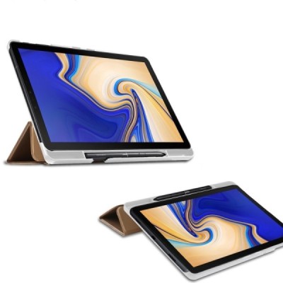 Samsung Galaxy Tab S4 10.5 (T835, T830) atverčiamas auksinis odinis dėklas - knygutė (sulankstomas) / Priedai.lt