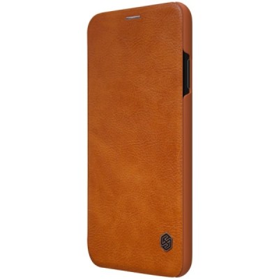 Greznais „Nillkin“ Qin sērijas ādas atvērams brūns Apple iPhone Xs Max maciņš / Vacins.lv
