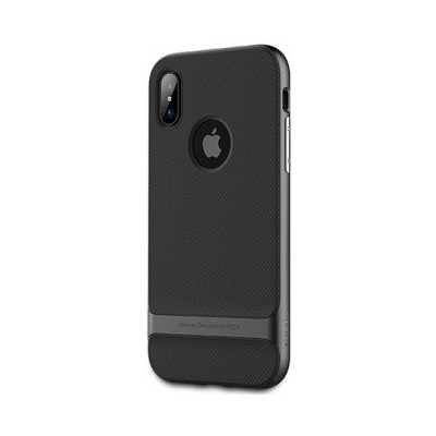 „Rock“ Royce sustiprintos apsaugos Apple iPhone X (iPhone Xs) juodas kieto silikono (TPU) ir plastiko dėklas / Priedai.lt