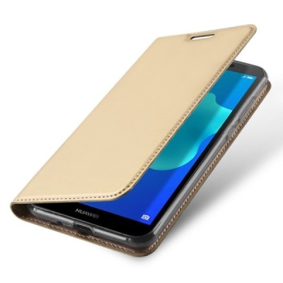 Huawei Y5 2018 (Honor 7S) „Dux Ducis“ Skin sērijas zelta ādas atvērams maciņš / Vacins.lv