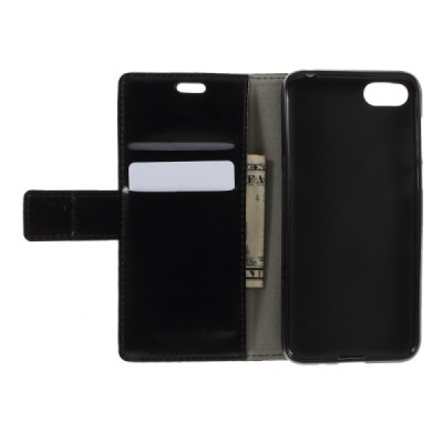 Huawei Y5 2018 (Honor 7S) atvēramais ādas melns maciņš, grāmata (maks) / Vacins.lv