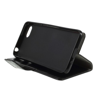 Huawei Y5 2018 (Honor 7S) atvēramais ādas melns maciņš, grāmata (maks) / Vacins.lv