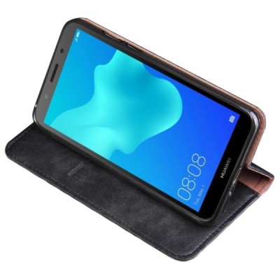 Huawei Y5 2018 (Honor 7S) „Deluxe“ ādas atvēramais melns maciņš (maks) / Vacins.lv