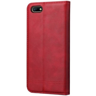 Huawei Y5 2018 (Honor 7S) „Deluxe“ ādas atvēramais sarkans maciņš (maks) / Vacins.lv