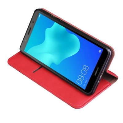 Huawei Y5 2018 (Honor 7S) „Deluxe“ ādas atvēramais sarkans maciņš (maks) / Vacins.lv