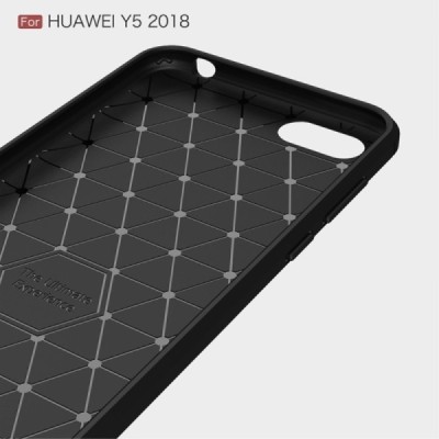 Huawei Y5 2018 (Honor 7S) „Carbon“ cieta silikona (TPU) melns apvalks / vacins.lv