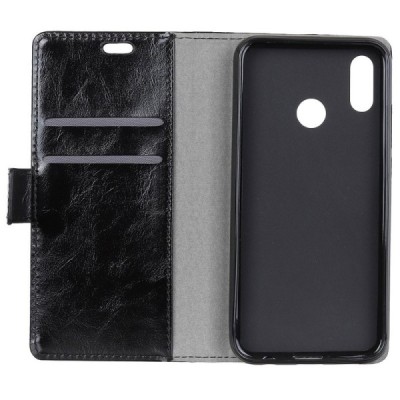 Huawei Honor Play atvēramais ādas melns maciņš, grāmata (maks) / Vacins.lv