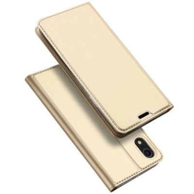 Apple iPhone Xr „Dux Ducis“ Skin sērijas zelta ādas atvērams maciņš / Vacins.lv