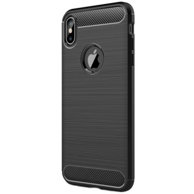 Apple iPhone Xs Max „Carbon“ cieta silikona (TPU) melns apvalks / vacins.lv