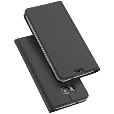 HTC U11 (U11 Dual) „Dux Ducis“ Skin sērijas melns ādas atvērams maciņš / Vacins.lv