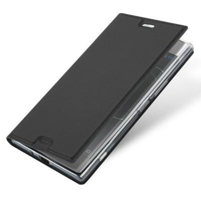Sony Xperia XZ Premium (Xperia XZ Premium Dual) „Dux Ducis“ Skin sērijas melns ādas atvērams maciņš / Vacins.lv