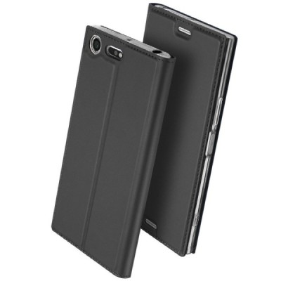 Sony Xperia XZ Premium (Xperia XZ Premium Dual) „Dux Ducis“ Skin sērijas melns ādas atvērams maciņš / Vacins.lv