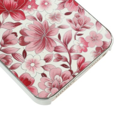 Raudonas, vasariškas plastikinis Apple iPhone SE (5, 5s) dėklas išmargintas gėlėmis / Priedai.lt