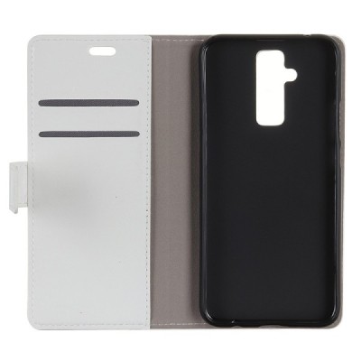 Huawei Mate 20 Lite atverčiamas baltas odinis dėklas - piniginė / Priedai.lt