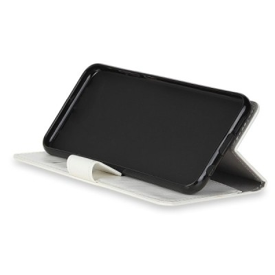 Huawei Mate 20 Lite atverčiamas baltas odinis dėklas - piniginė / Priedai.lt