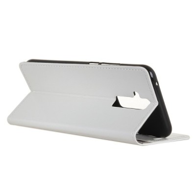 Huawei Mate 20 Lite atverčiamas baltas odinis dėklas - piniginė / Priedai.lt