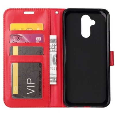 Huawei Mate 20 Lite atvēramais ādas sarkans maciņš (maks) / Vacins.lv