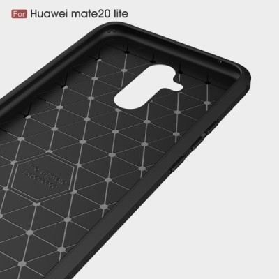 Huawei Mate 20 Lite „Carbon“ cieta silikona (TPU) melns apvalks / vacins.lv