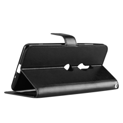 Sony Xperia XZ3 atvēramais ādas melns maciņš (maks) / Vacins.lv