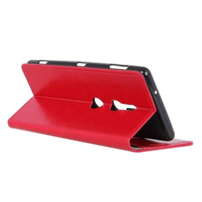 Sony Xperia XZ3 atvēramais ādas sarkans maciņš (maks) / Vacins.lv