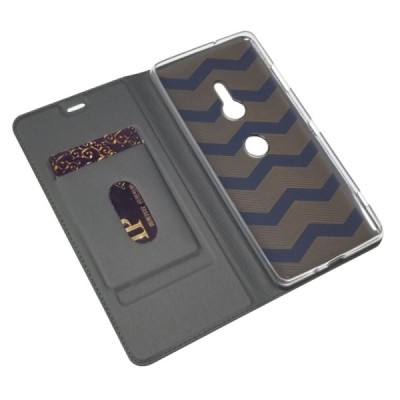 Sony Xperia XZ3 „Dux Ducis“ Skin sērijas melns ādas atvērams maciņš / Vacins.lv