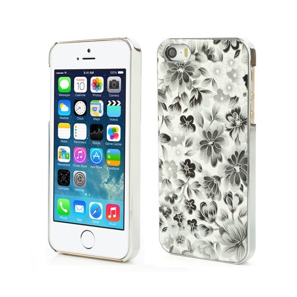 Gėlėtas dėklas - juodas (iPhone 5 / 5S / SE 2016)