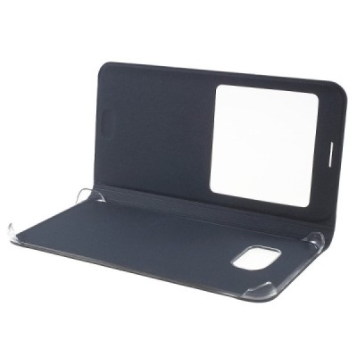 Samsung Galaxy S6 Edge+ (G928) atvēramais maciņš ar lodziņu - zils/ Vacins.lv