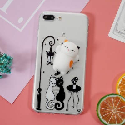 Apple iPhone 7 Plus (iPhone 8 Plus) „Squezy“ Cat kieto silikono TPU skaidrus dėklas - nugarėlė / Priedai.lt