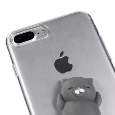 Apple iPhone 7 Plus (iPhone 8 Plus) „Squezy“ Grey Cat cieta silikona (TPU) dzidrs apvalks / vacins.lv