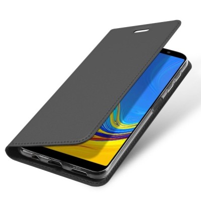 Samsung Galaxy A7 (2018) „Dux Ducis“ Skin sērijas melns ādas atvērams maciņš / Vacins.lv