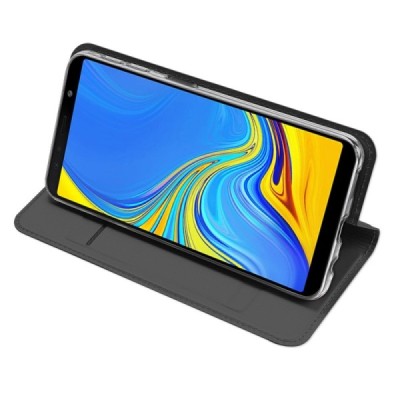 Samsung Galaxy A7 (2018) „Dux Ducis“ Skin sērijas melns ādas atvērams maciņš / Vacins.lv