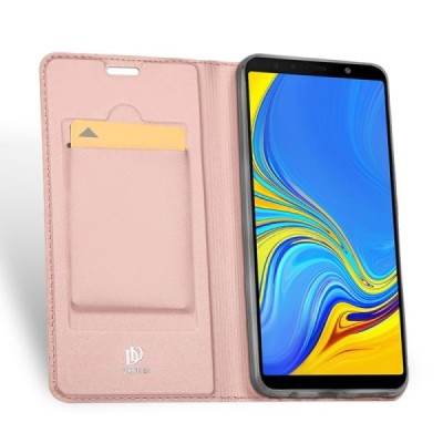 Samsung Galaxy A7 (2018) „Dux Ducis“ Skin sērijas rozs ādas atvērams maciņš / Vacins.lv