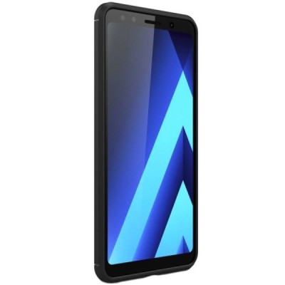 Samsung Galaxy A7 (2018) „Carbon“ cieta silikona (TPU) melns apvalks / vacins.lv