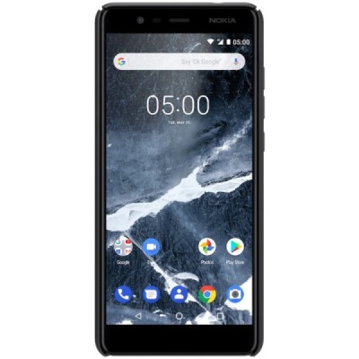 Nokia 5.1 (2018) Nillkin Frosted Shield melns plastmasas apvalks / vacins.lv