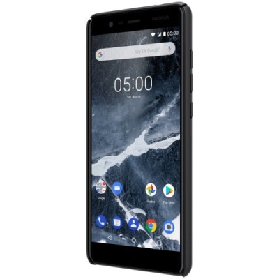 Nokia 5.1 (2018) Nillkin Frosted Shield melns plastmasas apvalks / vacins.lv