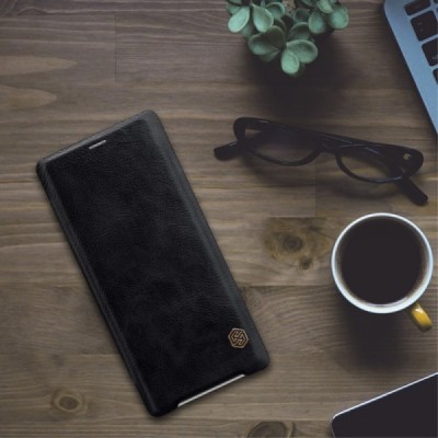 Greznais „Nillkin“ Qin sērijas ādas atvērams melns Sony Xperia XZ3 maciņš (maks) / Vacins.lv