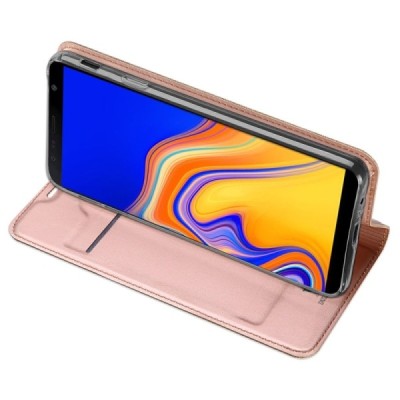 Samsung Galaxy J4+ „Dux Ducis“ Skin sērijas rozs ādas atvērams maciņš / Vacins.lv