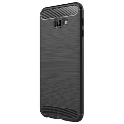 Samsung Galaxy J4+ „Carbon“ cieta silikona (TPU) melns apvalks / vacins.lv