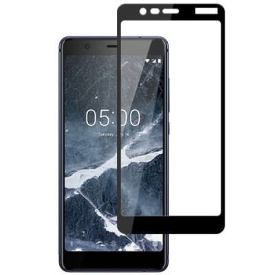 Nokia 5.1 (2018) „Mocolo“ 9H Tempered Glass sustiprintos apsaugos juodas pilnai dengiantis apsauginis ekrano stiklas 0,2 mm / Pr
