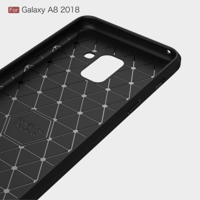 Samsung Galaxy A8 (2018) A530F „Carbon“ kieto silikono TPU juodas dėklas - nugarėlė / Priedai.lt