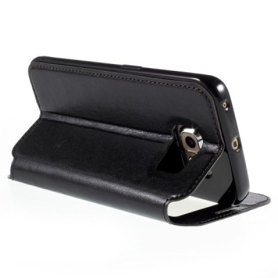 Samsung Galaxy S6 Edge (G925) Roar Noble ādas atvēramais melns futrālis / Vacins.lv